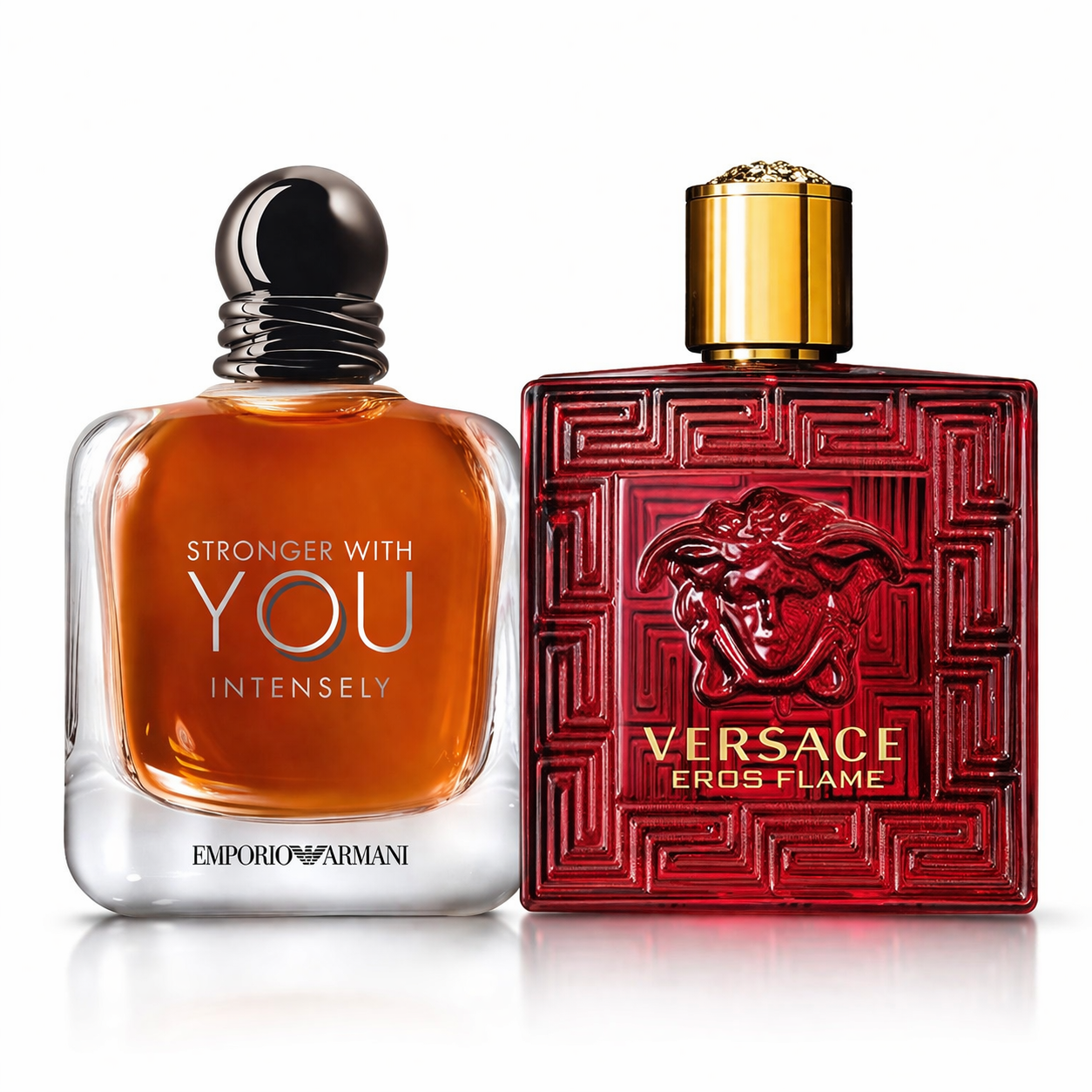 Emporio Armani Stronger With You Intensely & Versace Eros Flame Combo Perfume Display